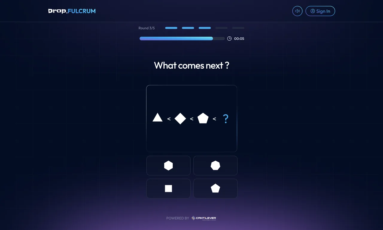 A what comes next round on web with a sequence of shapes.