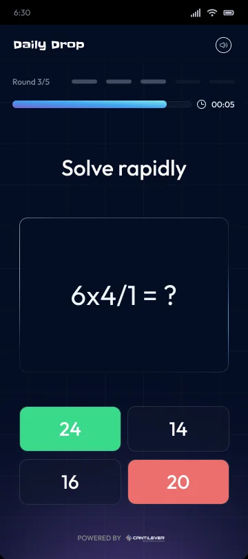 A Solve rapidly round with an arithmetic expression and timed options.