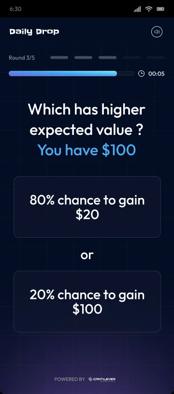 An expected value round comparing two bets with different odds and payoffs.