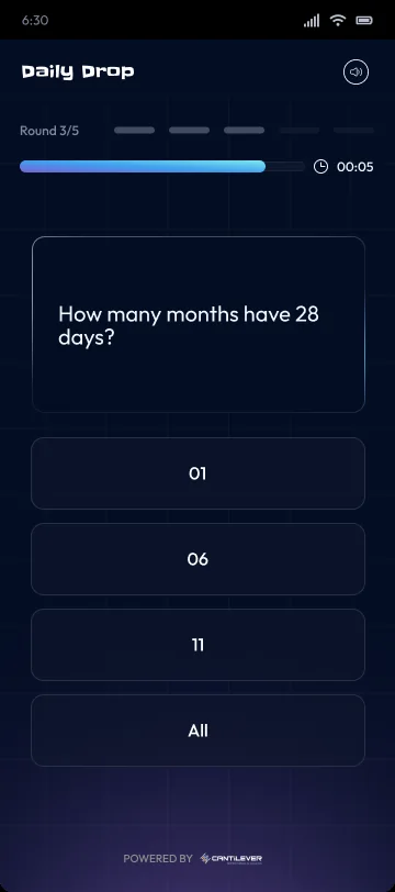 A trick question round asking how many months have 28 days.