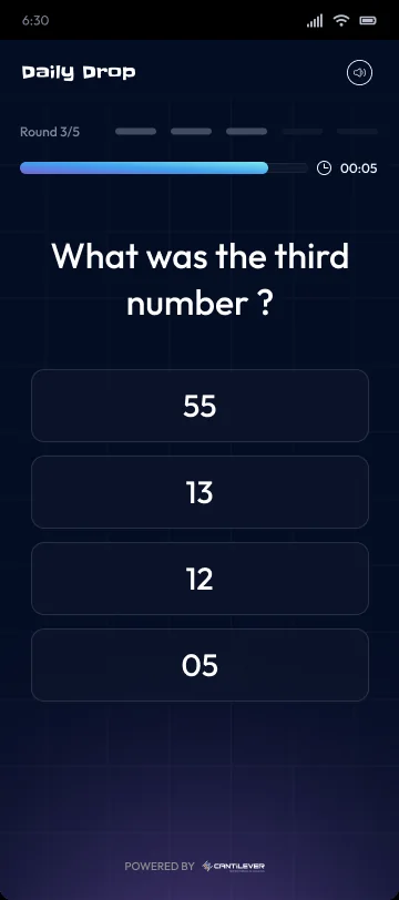 A recall round asking for the third number shown earlier.
