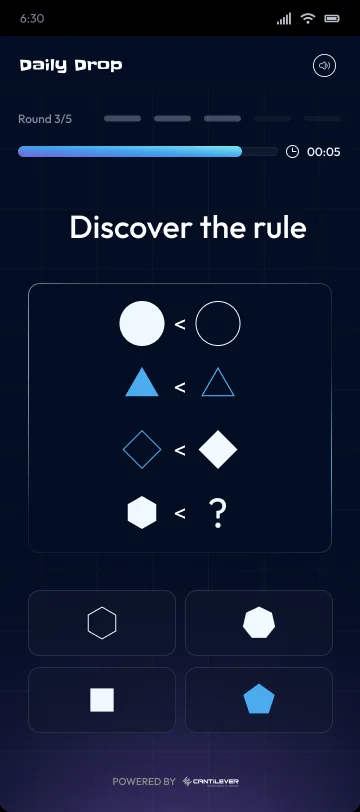 A discover the rule round pairing shapes by a hidden relationship.
