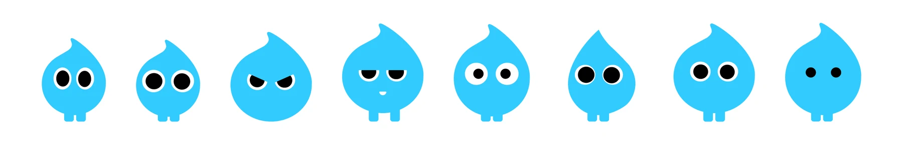 A sheet of the flame character in a range of expressions.