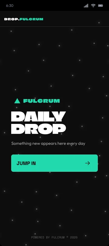 Daily Drop home, dark with a scatter of stars and a teal accent.