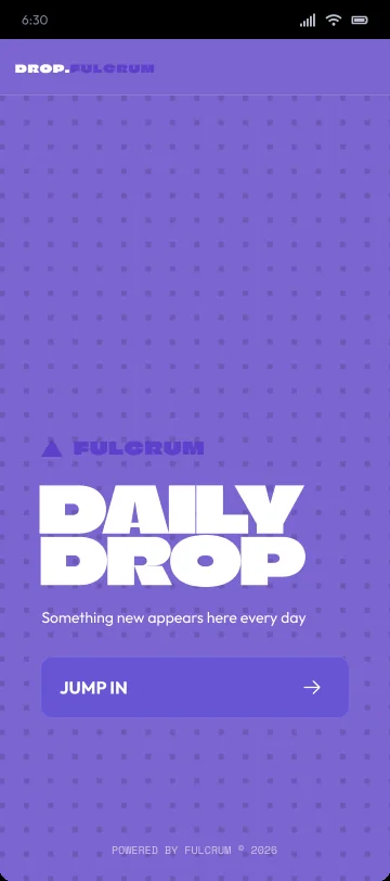 Daily Drop home, flat bright purple with a bold wordmark.